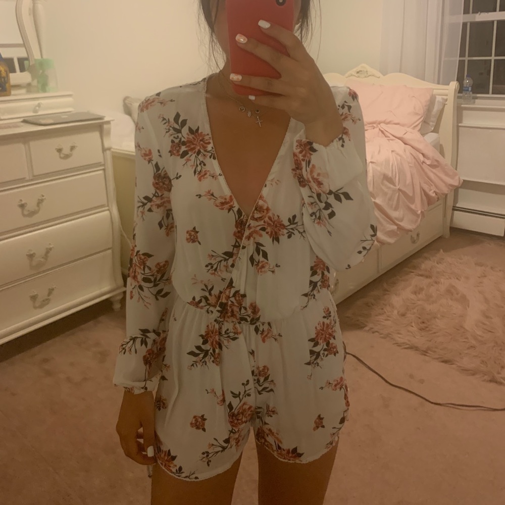 White Floral Romper